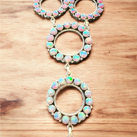 Sterling Silver Ethiopian Opal Conch Necklace & Earrings Set - Picture 12 of 17